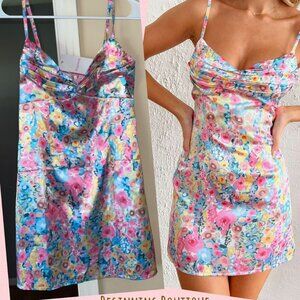 Honey Pink Floral Print Mini Dress